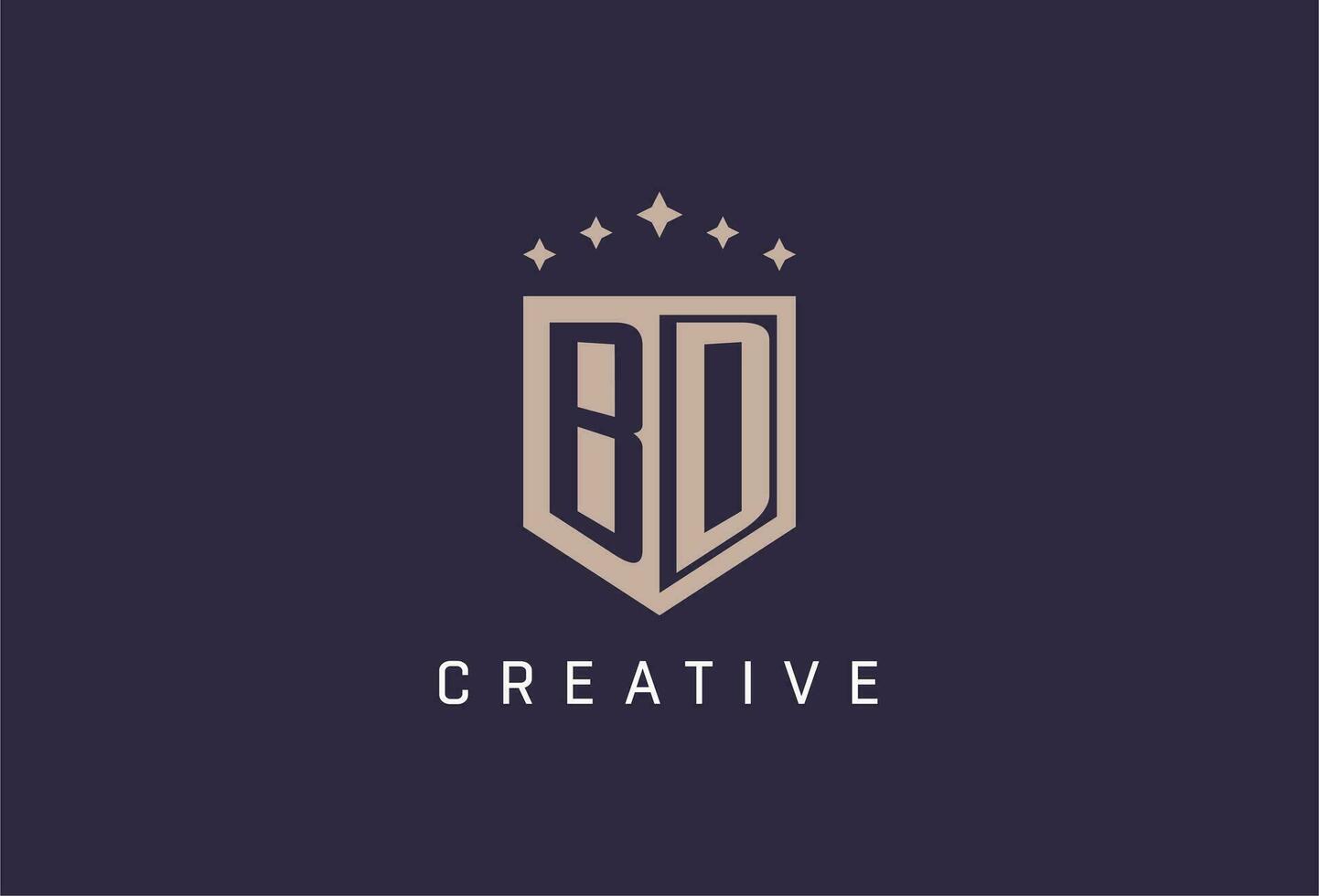 BD initial shield logo icon geometric style design vector