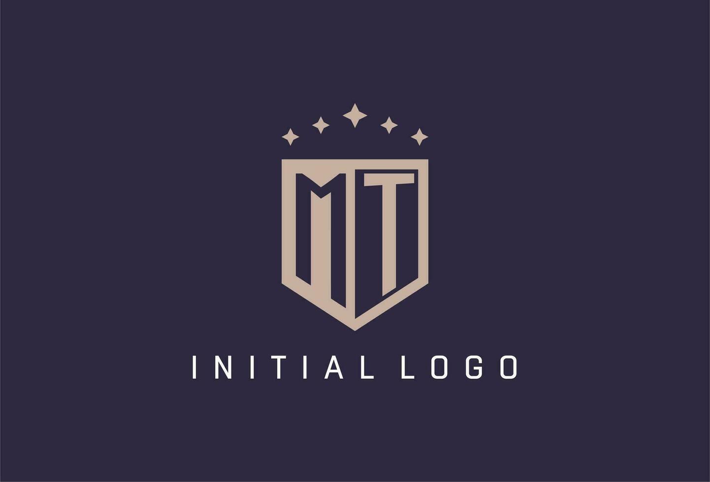 MT initial shield logo icon geometric style design vector