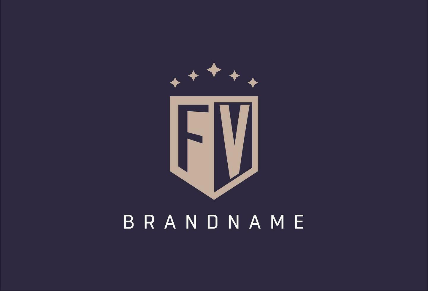 FV initial shield logo icon geometric style design vector