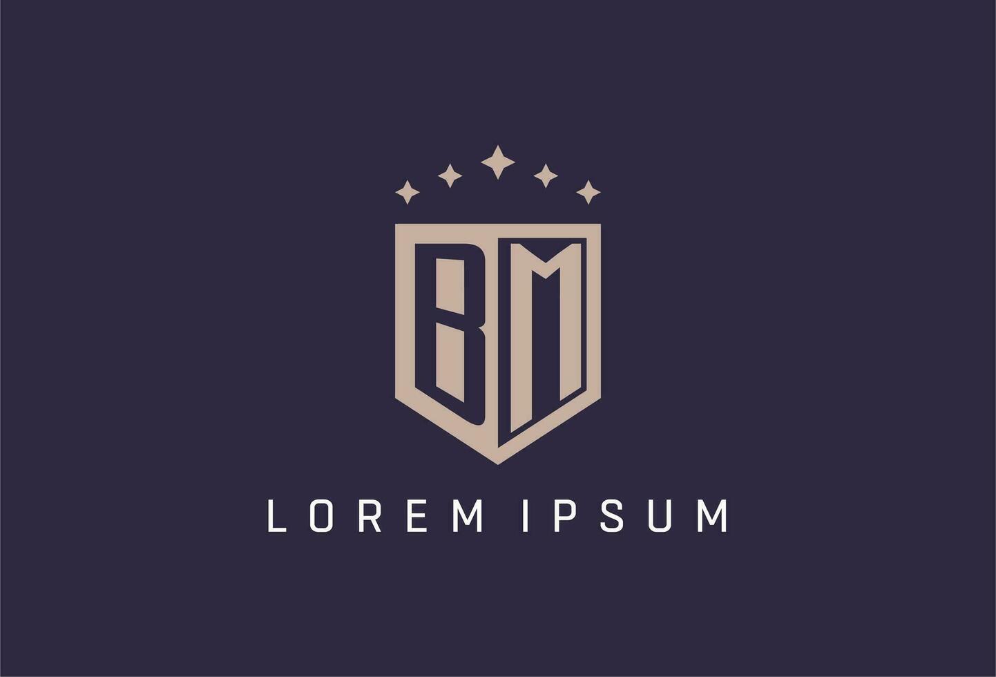 BM initial shield logo icon geometric style design vector