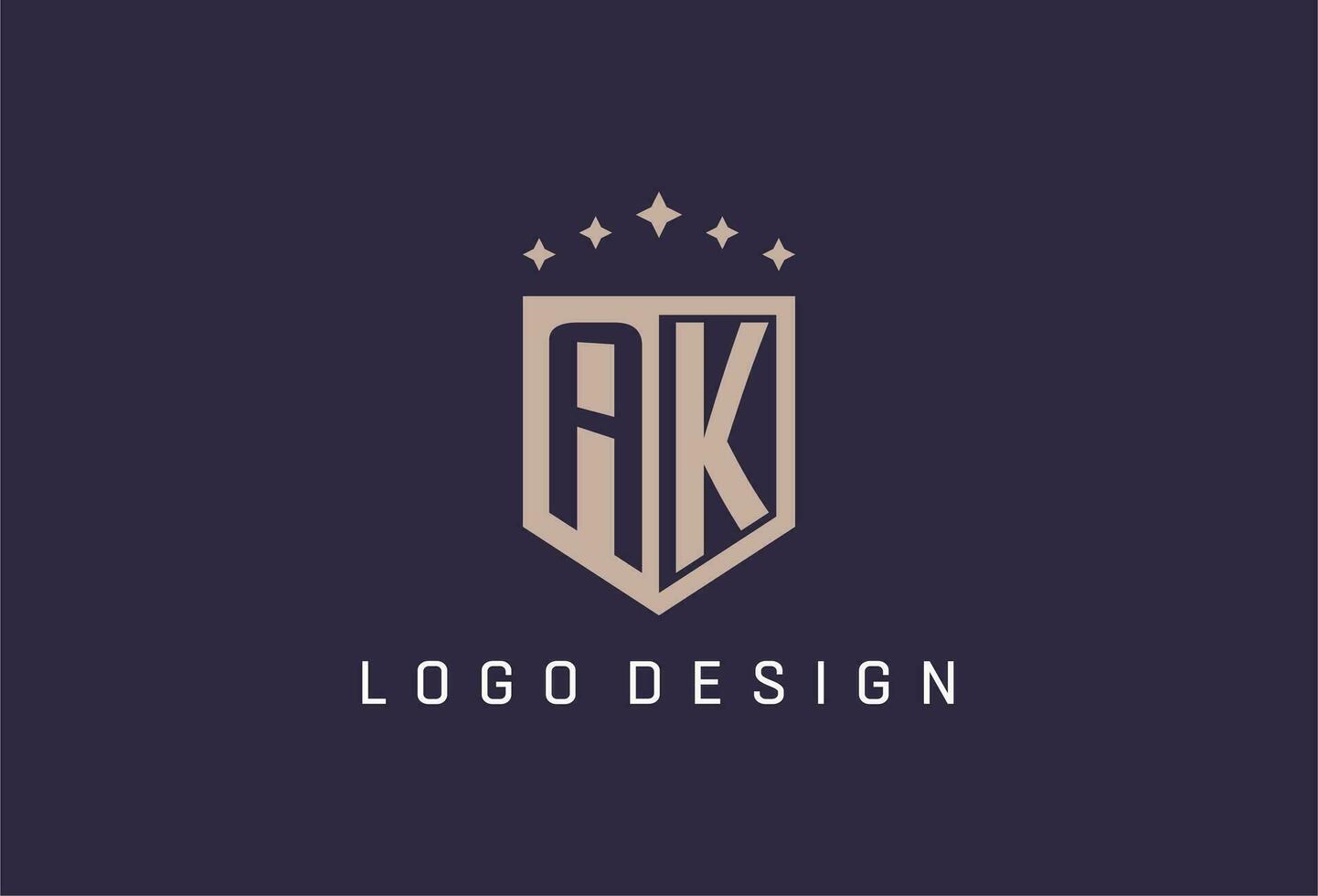 AK initial shield logo icon geometric style design vector