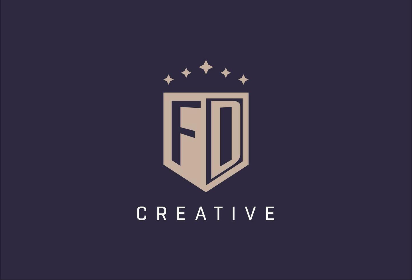 FD initial shield logo icon geometric style design vector