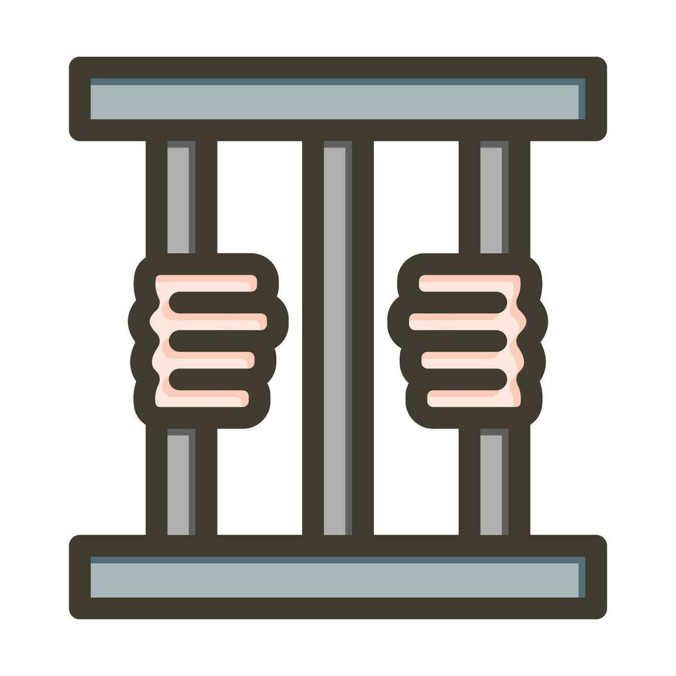 Criminal behind bars Icon Design vector