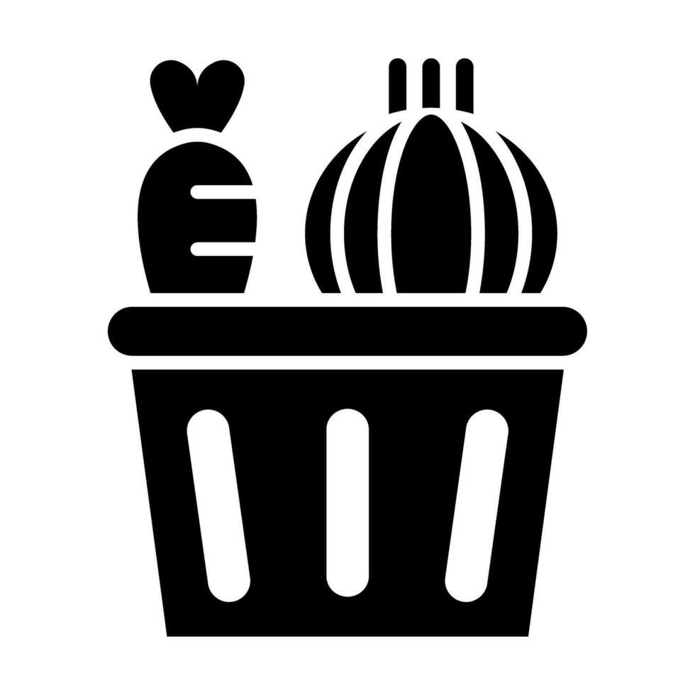 Vegetable Basket Glyph Icon Design vector