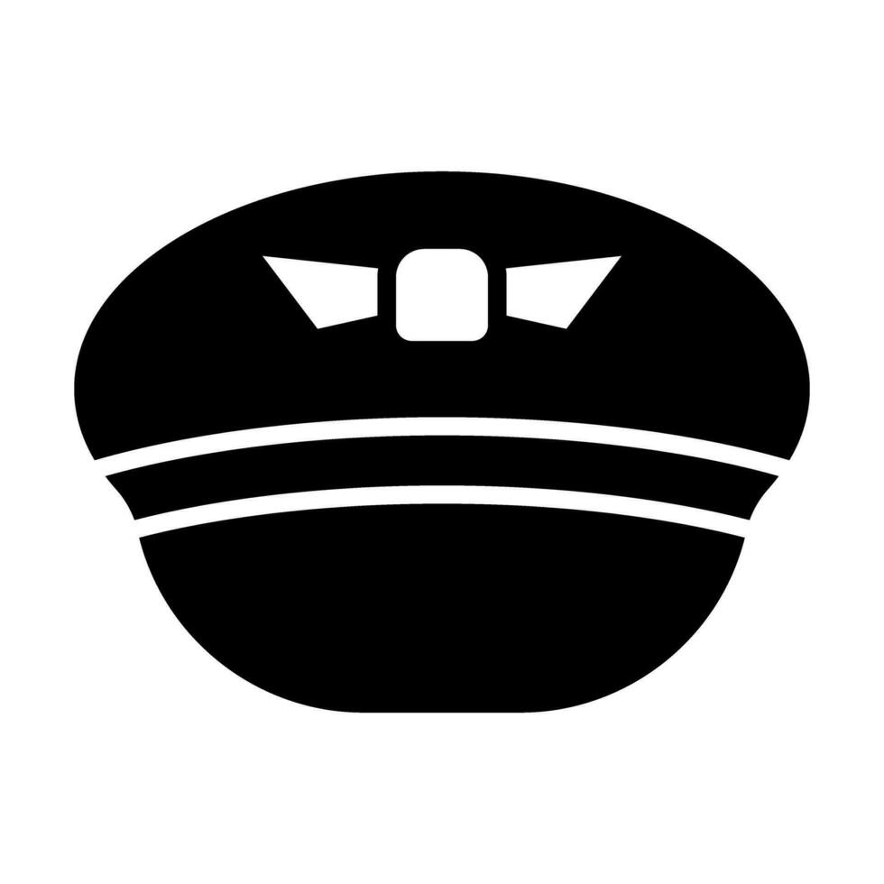 Pilot Hat Vector Glyph Icon For Personal And Commercial Use.
