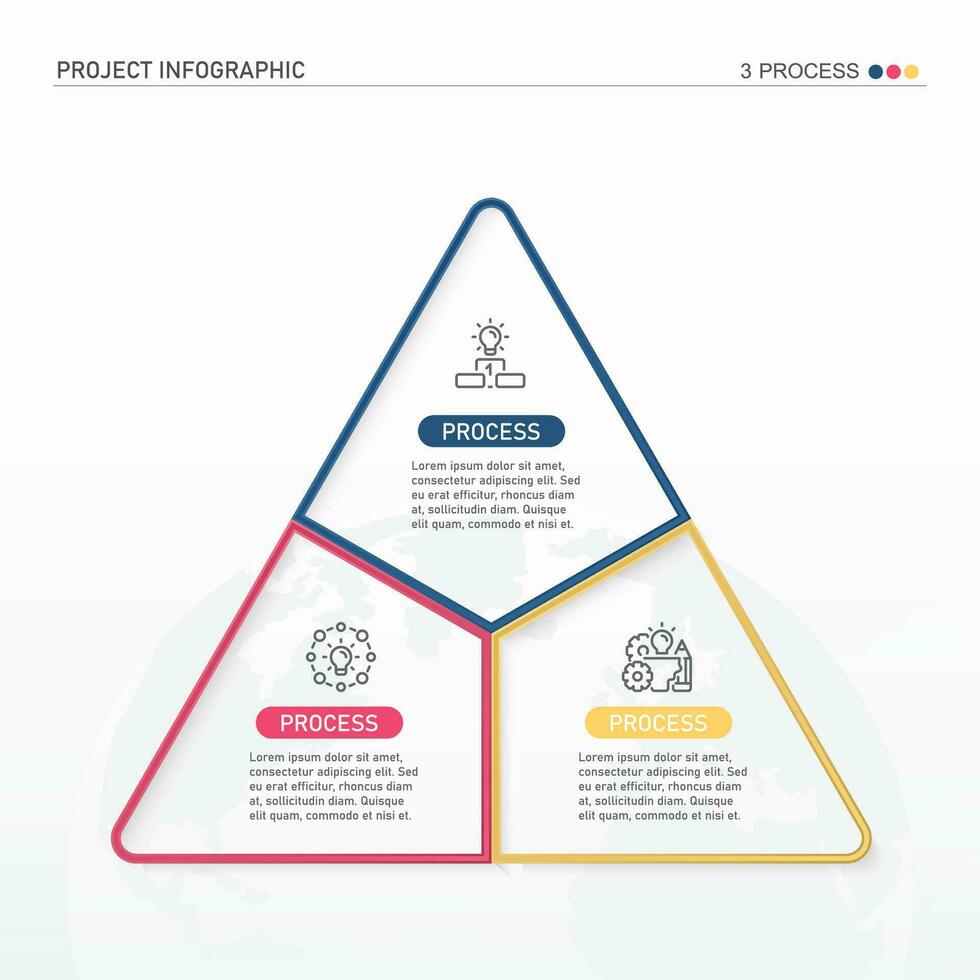 infografía proceso diseño con íconos y 3 opciones o pasos. vector