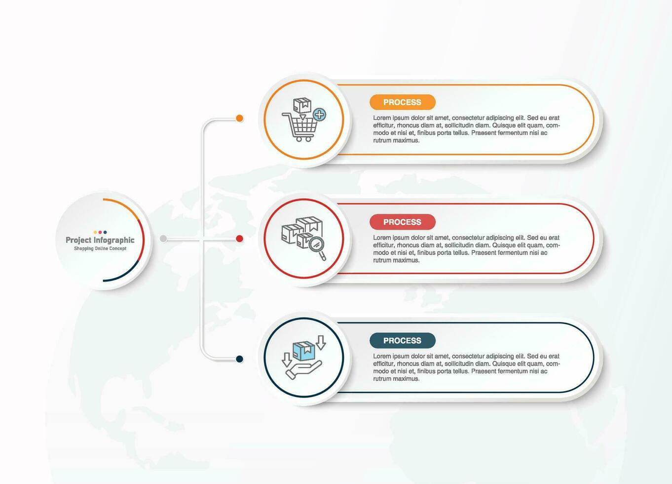 Infographic process design with icons and 3 options or steps. vector