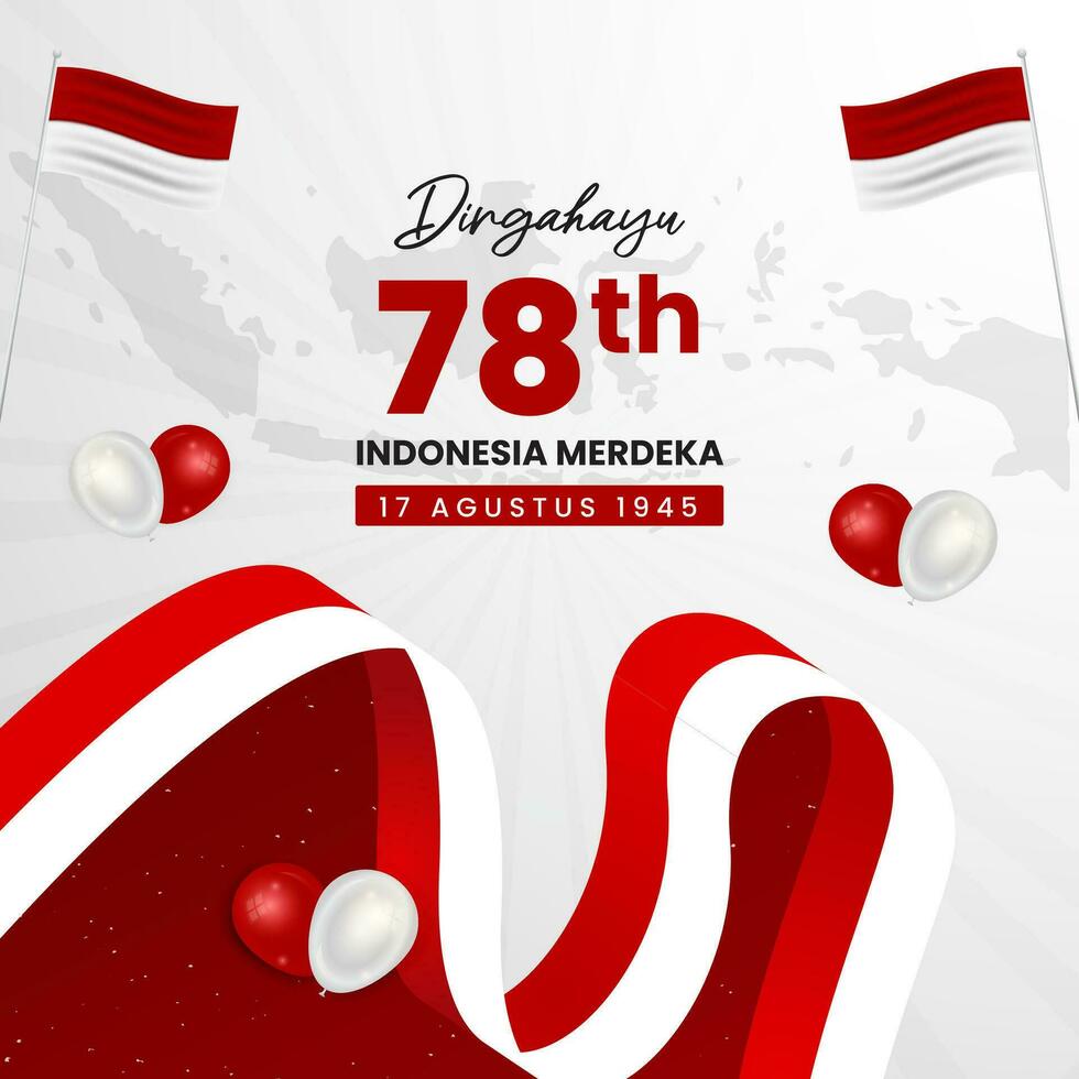Square banner of Indonesia Independence Day August 17th and 78th Indonesia independence illustration vector