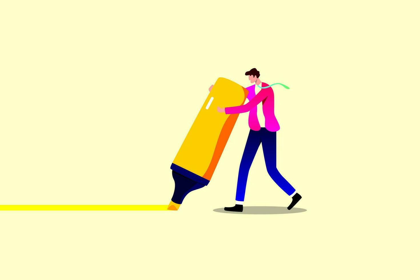 serious businessman highlight important marker with highlighter pen, Marker or highlight important information vector