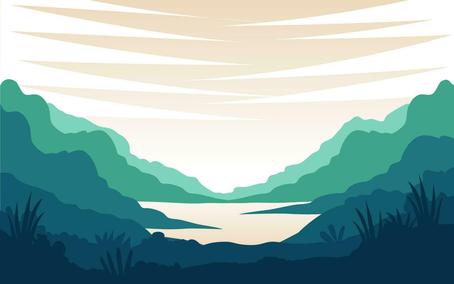 Vector landscape minimalist modern simple aesthetic, natural feel