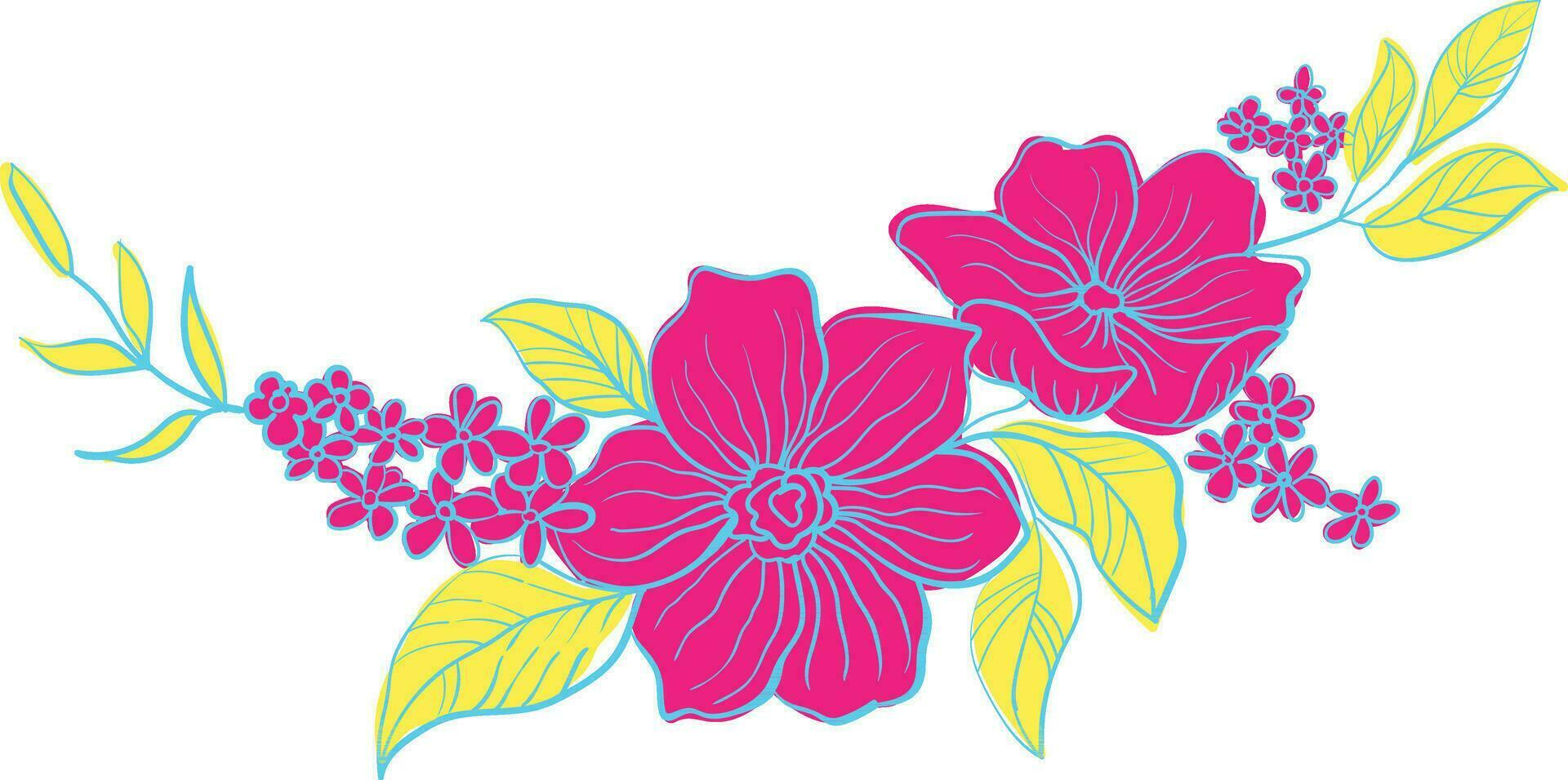 hermosa flores con ramas y hojas decorativo icono vector ilustración diseño