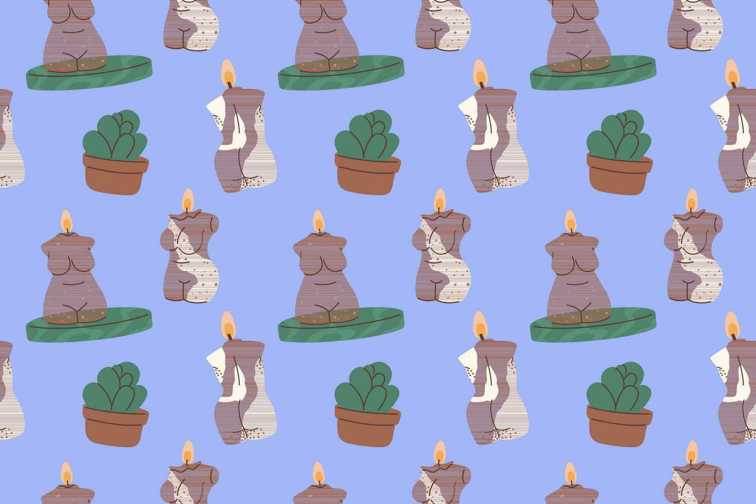 Seamless pattern with candles in the shape of a female body. vector