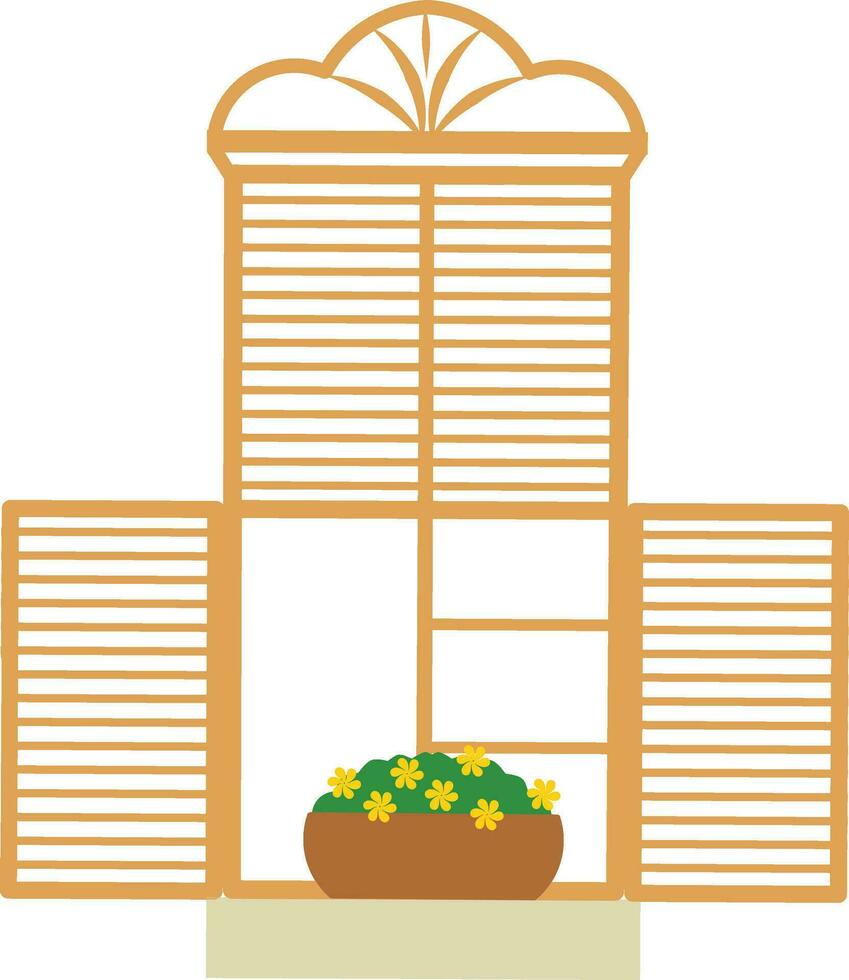 house with flower pot icon image vector illustration design  yellow and orange