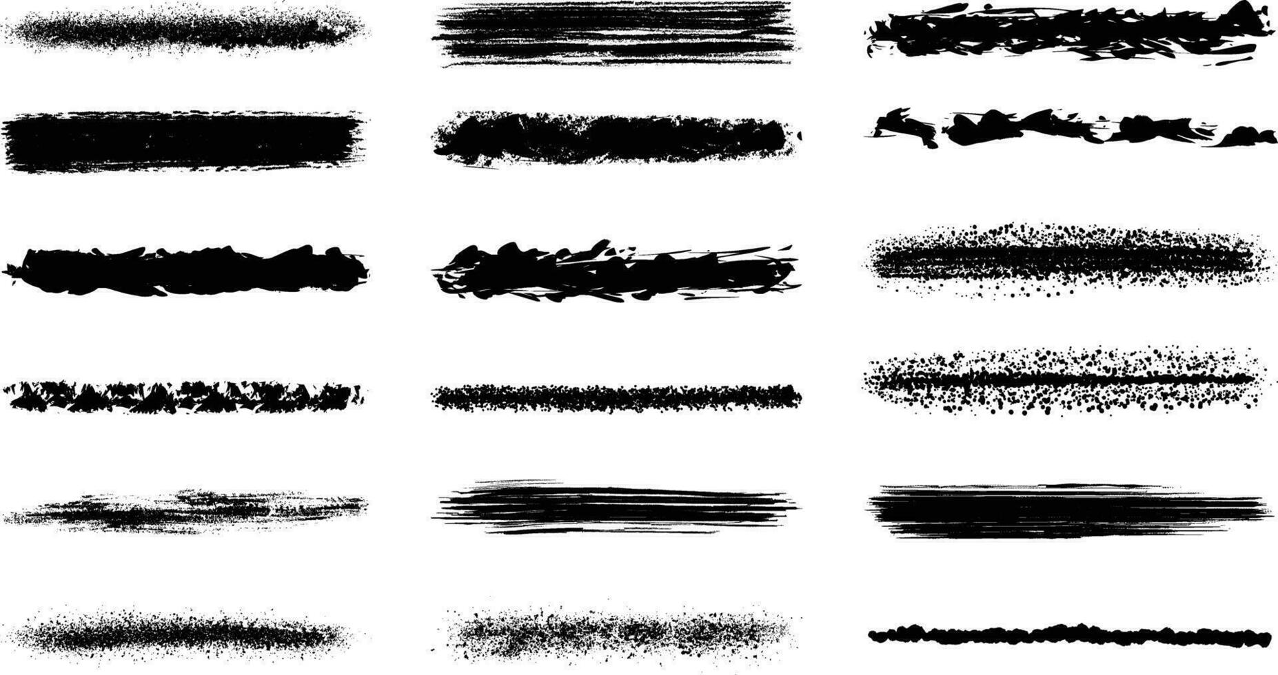 Set of black grunge brush strokes. Vector illustration. Grunge texture.
