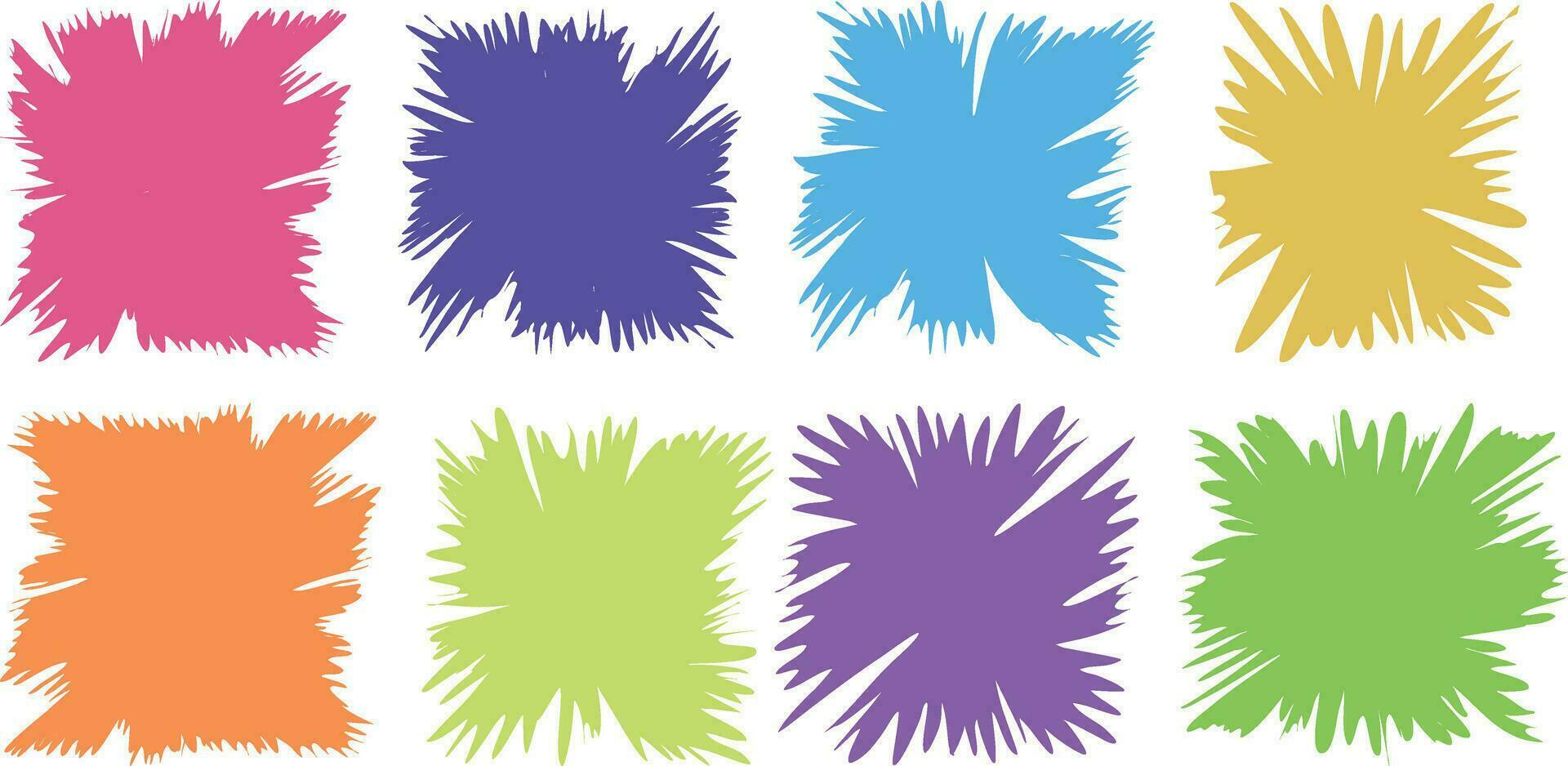 Set of colorful brush strokes isolated on white background. Vector illustration.