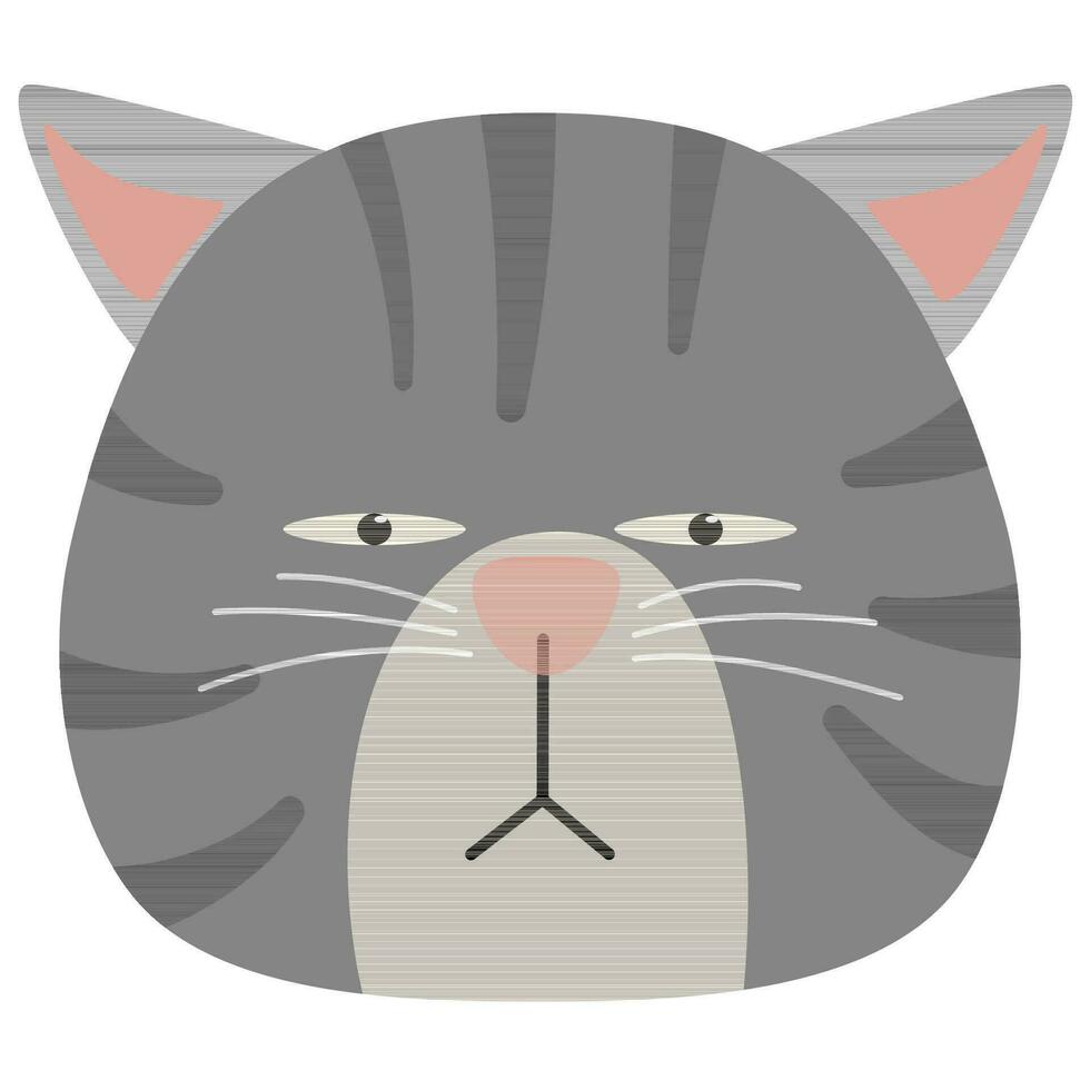 funny face cat head arrogant gray strip vector