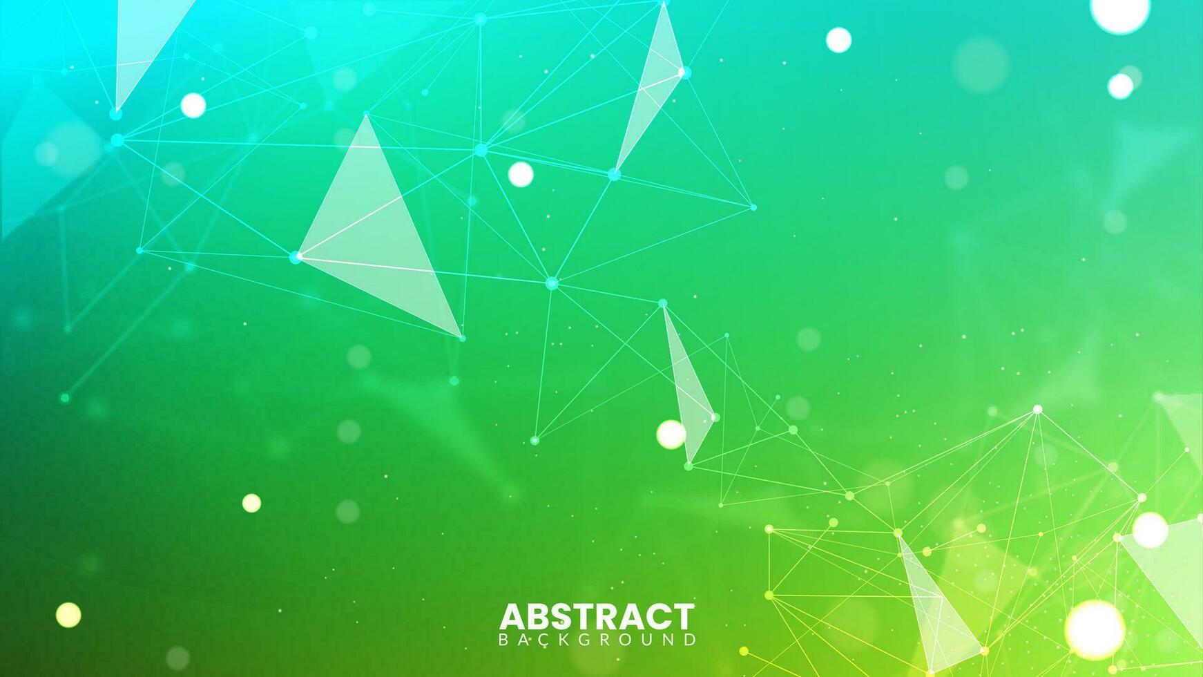 Green gradient background with plexus lines. Network connection dot. Abstract scientific wallpaper. Geometric background with abstract mesh. Molecular chemistry illustration for laboratory vector