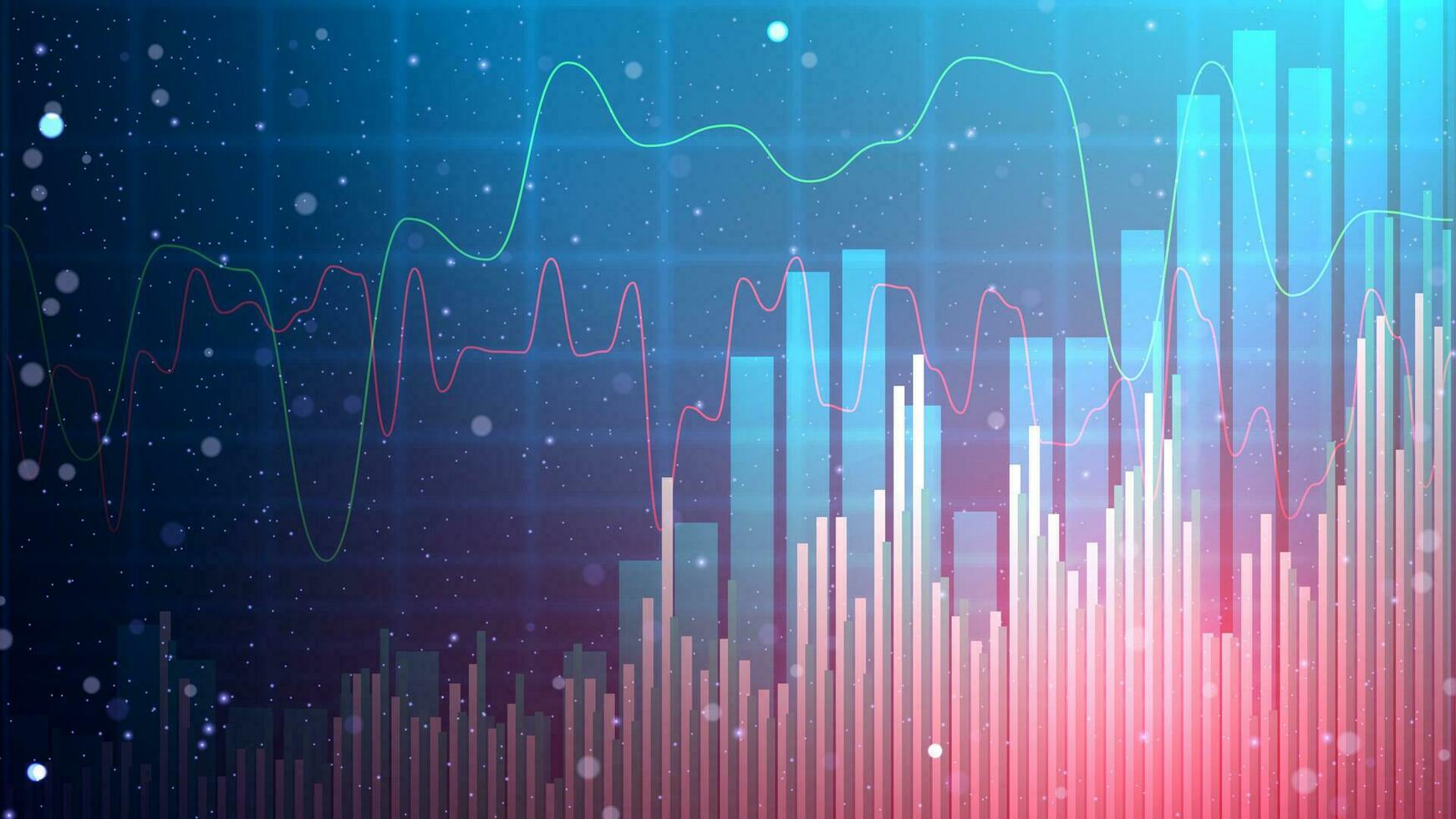 Futuristic bar chart wallpaper with red and green trend lines. Stock ...