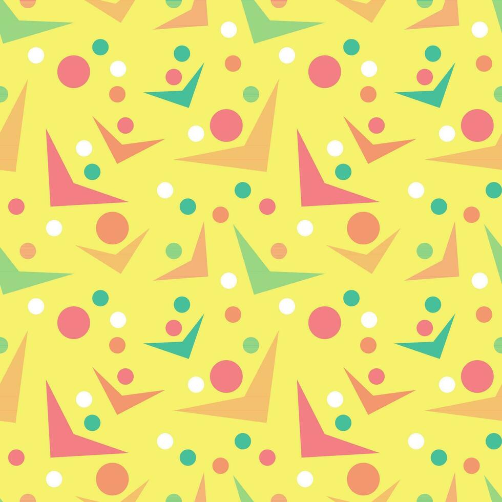 vector illustration seamless yellow background with dynamic geometric pattern in the form of circles and checkmarks
