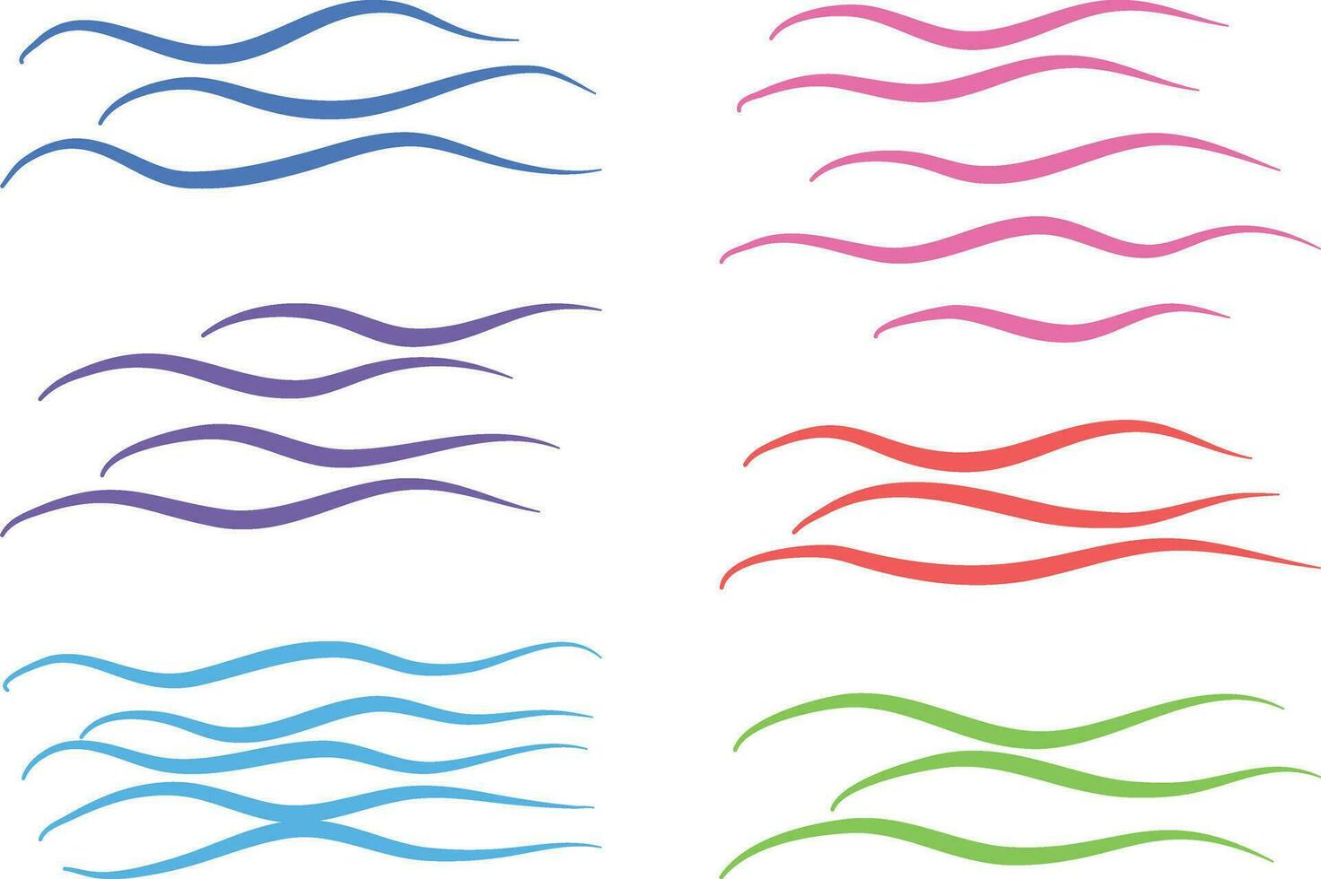 Set of water waves. Vector illustration isolated on a white background.