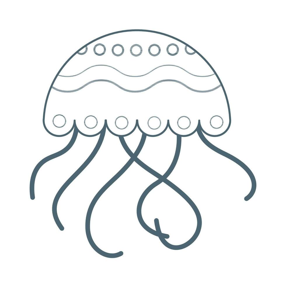 Medusa, sea animal. An inhabitant of the sea world, a cute underwater creature. Line art. vector
