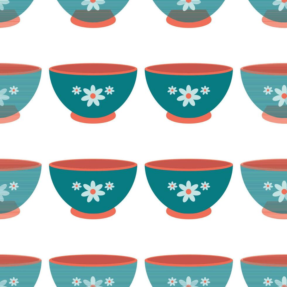 Pattern of kitchen utensils, plate, bowl. vector