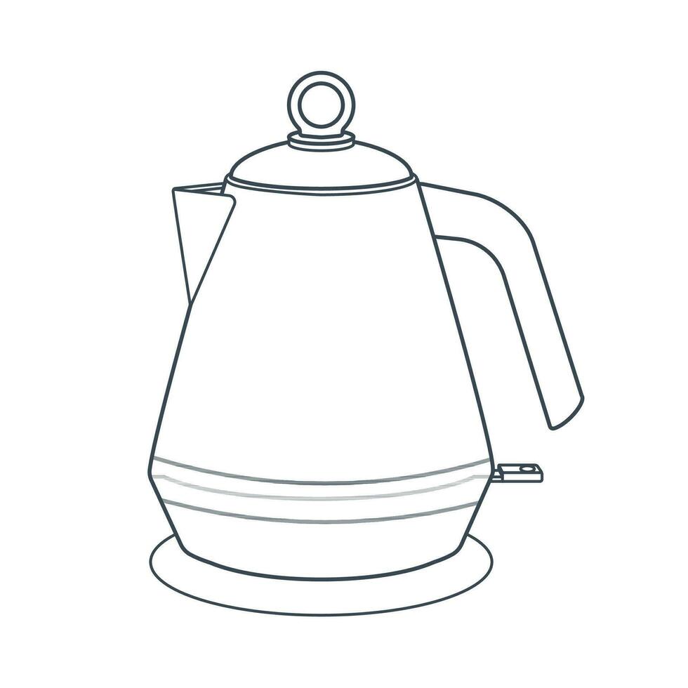 Dishes. An electric kettle. Line art. vector