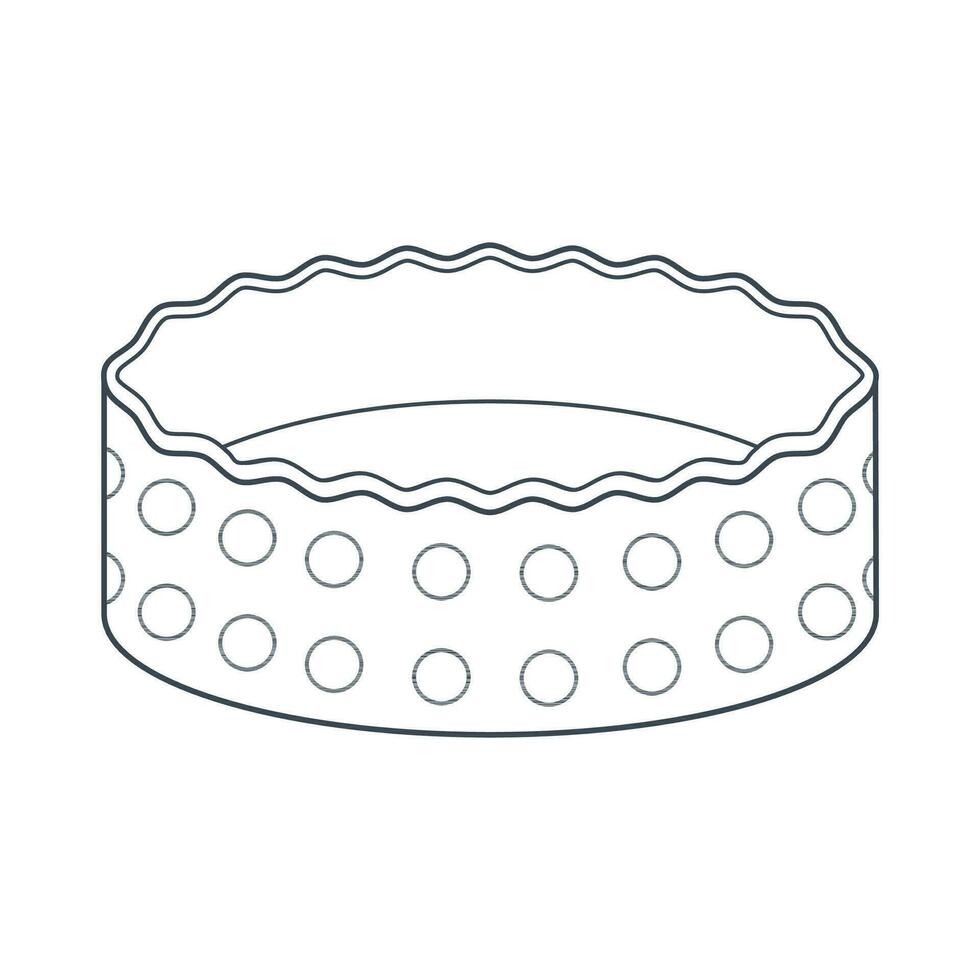 Dishes. Round baking dish, pan. Line art. vector