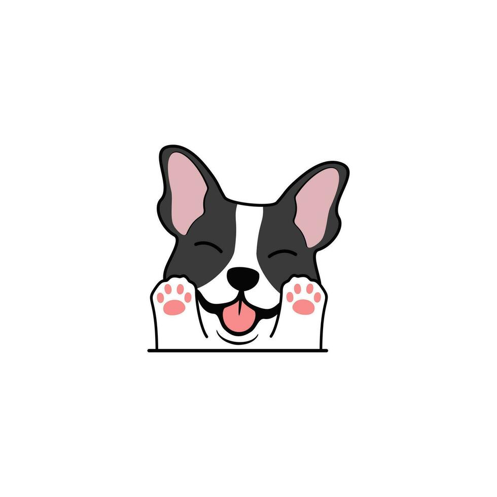 Vector cute bulldog puppy waving paw cartoon vector illustration