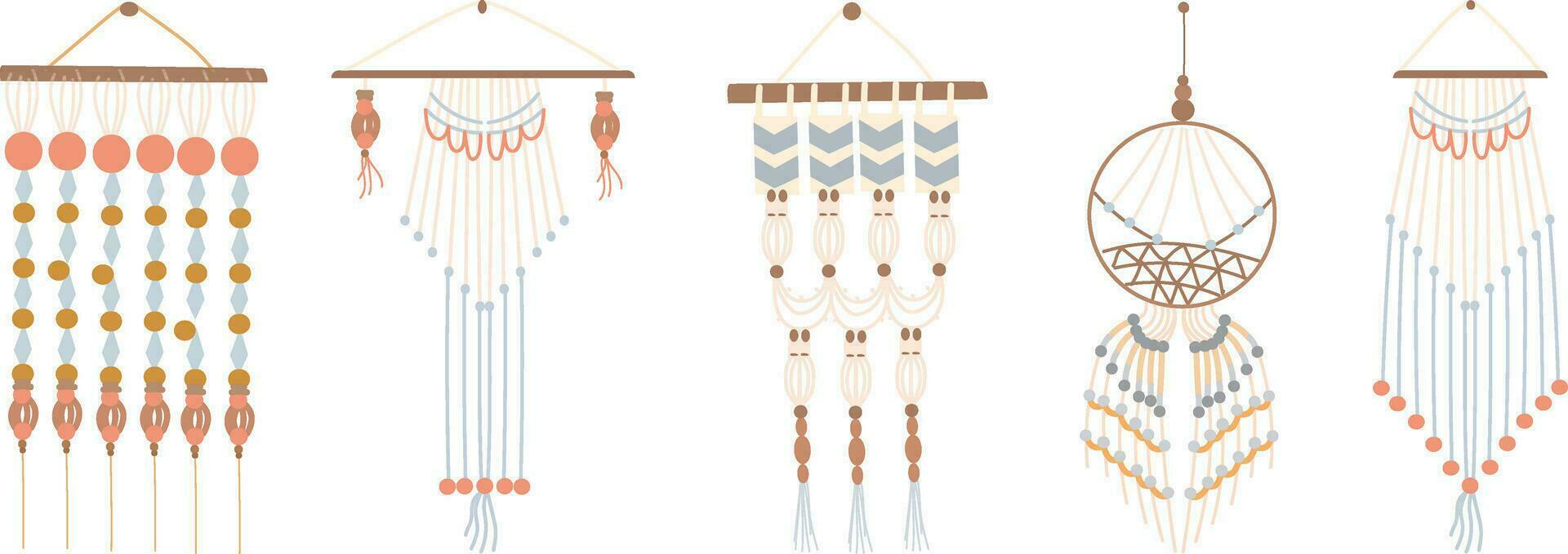 Dreamcatcher set. Hand drawn dreamcatcher vector illustration.