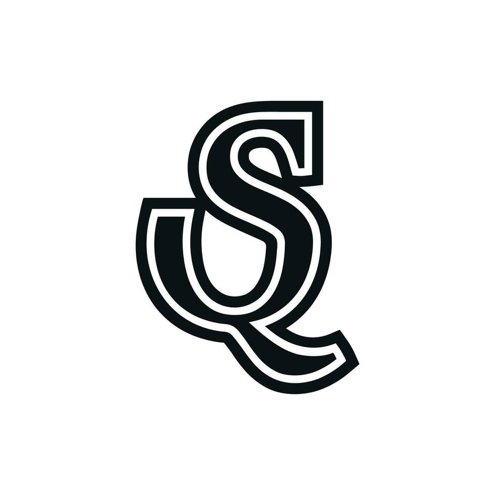 Minimalist logo of letters S and Q with bold line vector