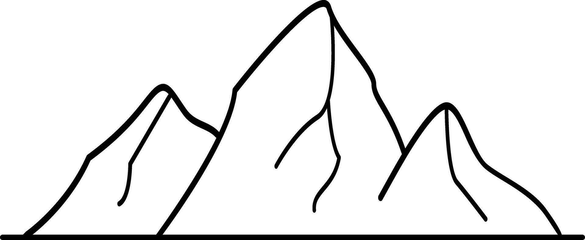 el silueta de un montaña es un vector icono. rocoso picos montaña rangos negro y blanco montaña icono. vector icono de el montaña.