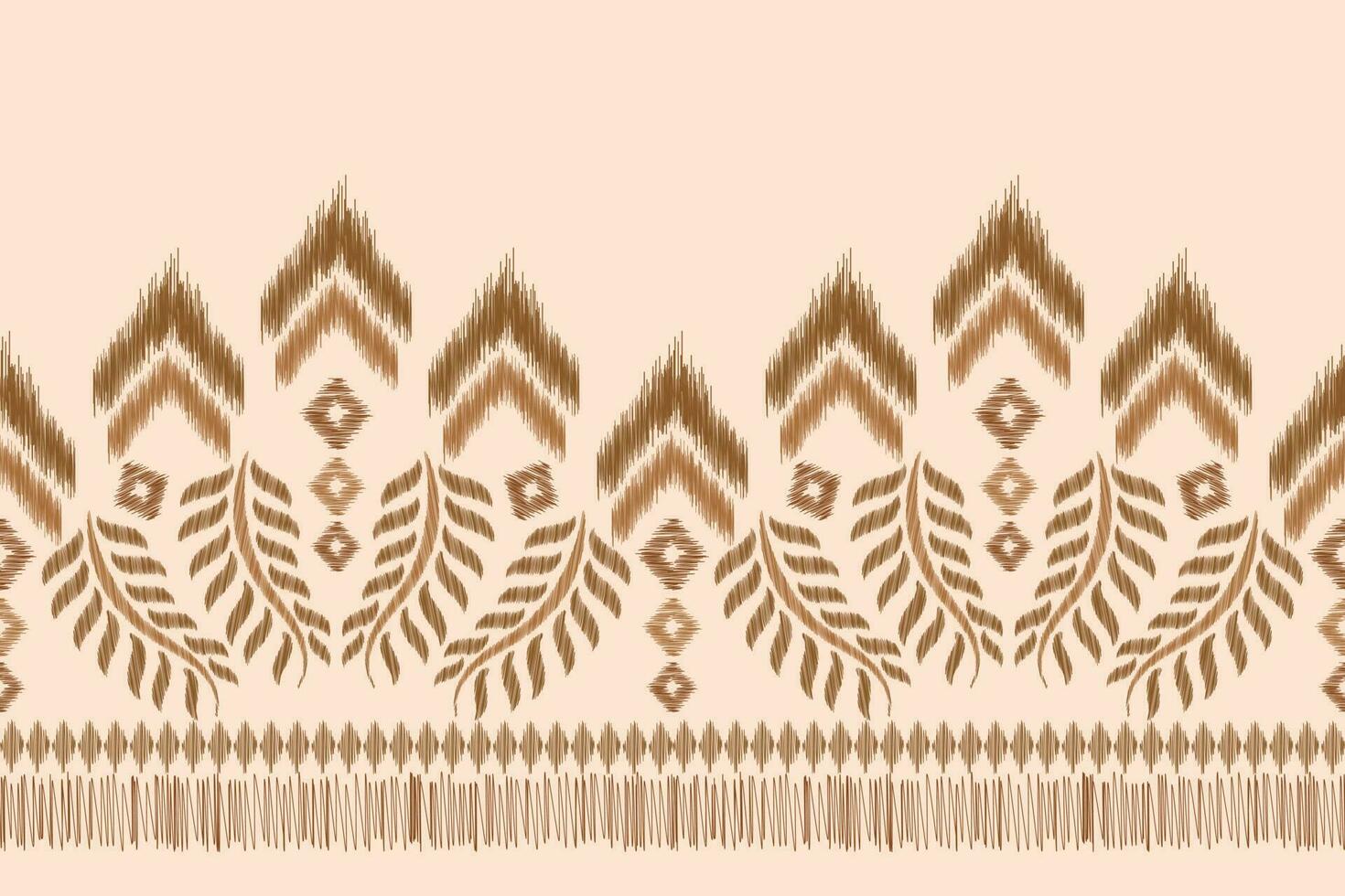 Ethnic Ikat fabric pattern geometric style.African Ikat embroidery Ethnic oriental pattern motifs brown cream background. Abstract,vector,illustration.Texture,clothing,scraf,decoration,carpet,silk. vector
