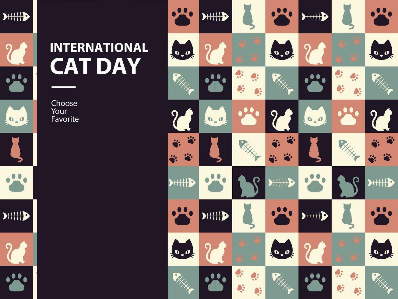 internacional gato día gatito animal dibujos animados maullar mascota vector patas amor antecedentes modelo sin costura