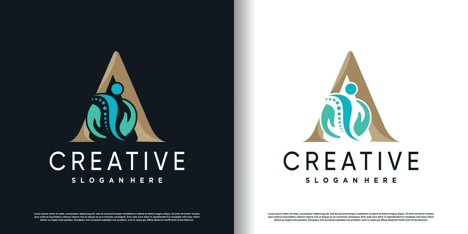 chiropractic logo design vector with initial A  concept premium vector