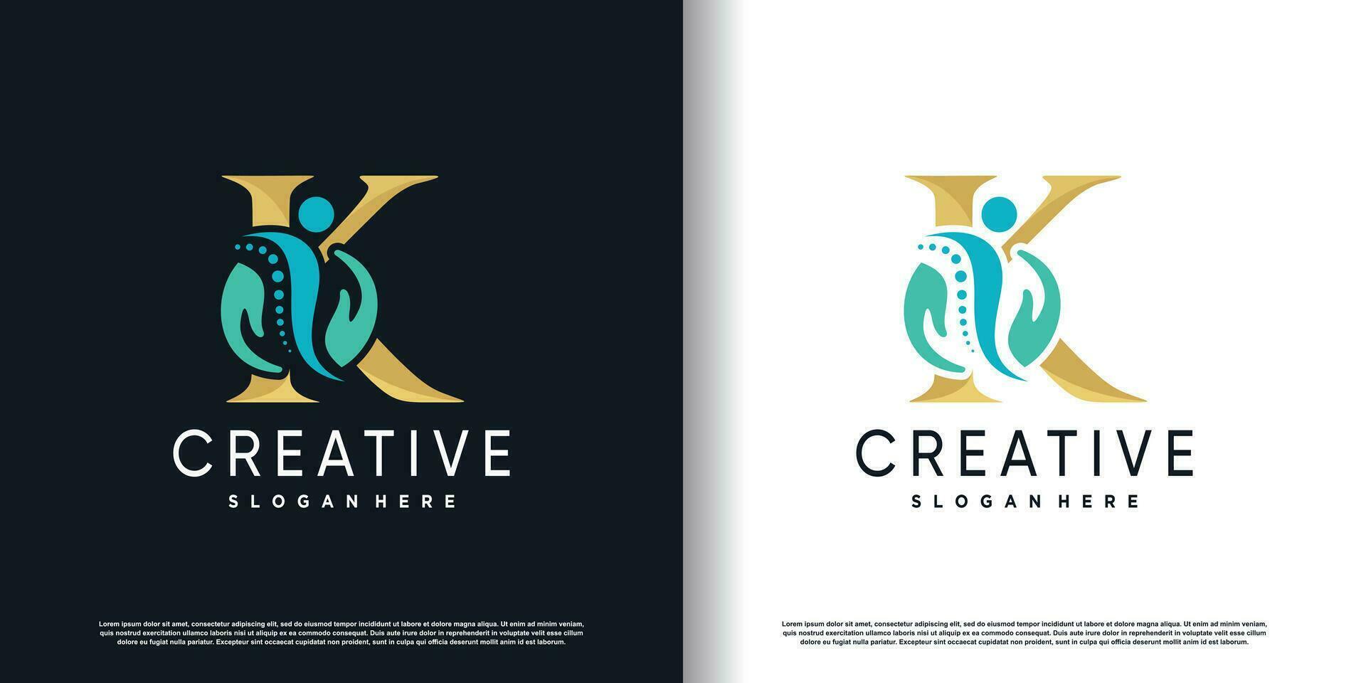 initial k logo design with creative and massage concept premium vector