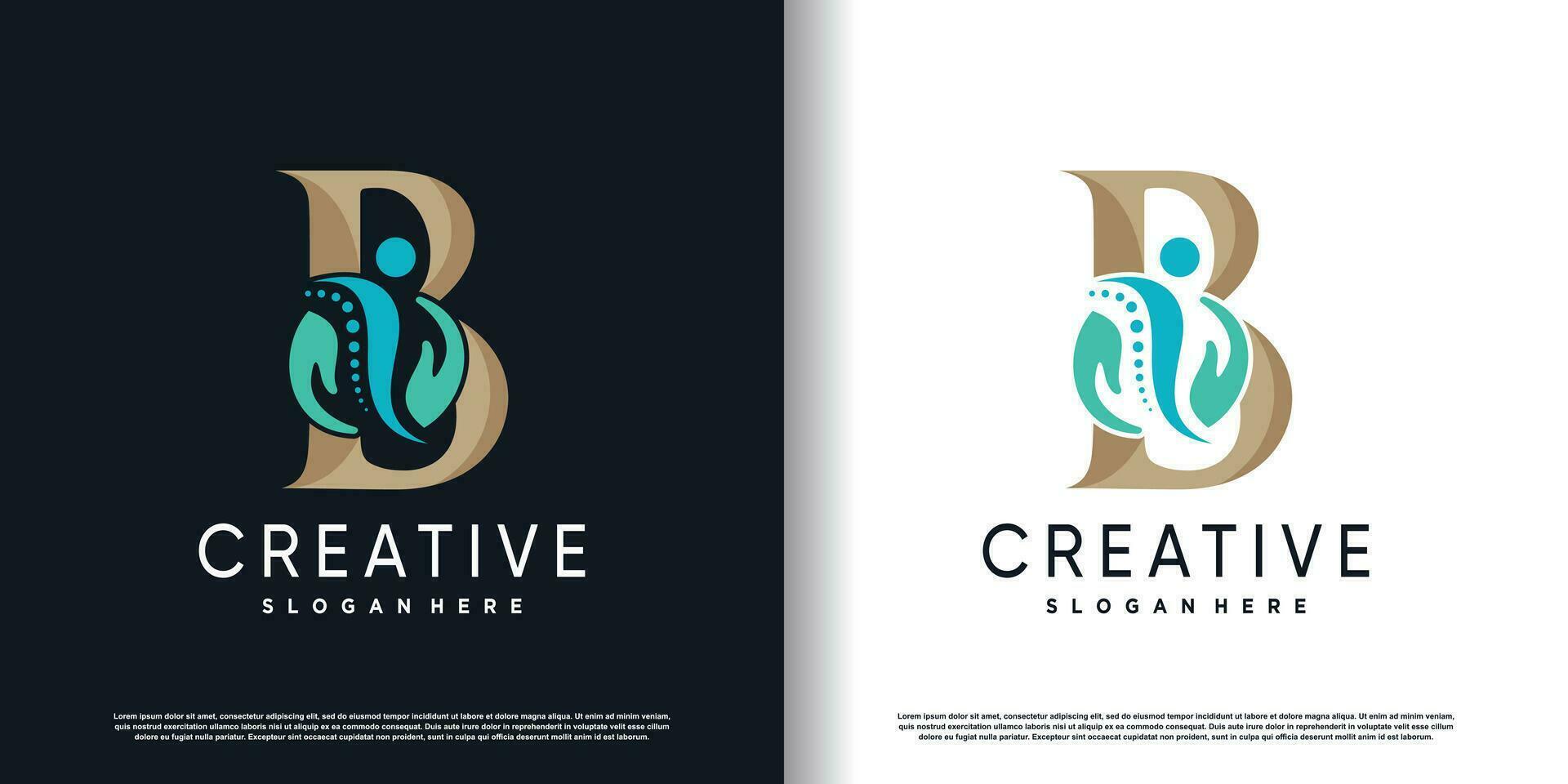 chiropractic logo design vector with initial B concept premium vector