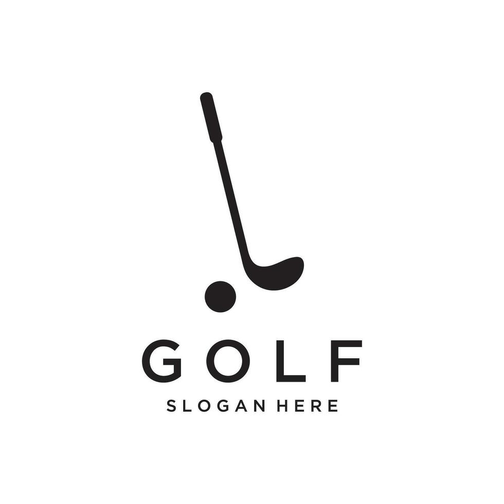 golf pelota y palo y golf curso logo modelo diseño. logo para profesional golf equipo, golf club, torneo, negocio, evento. vector