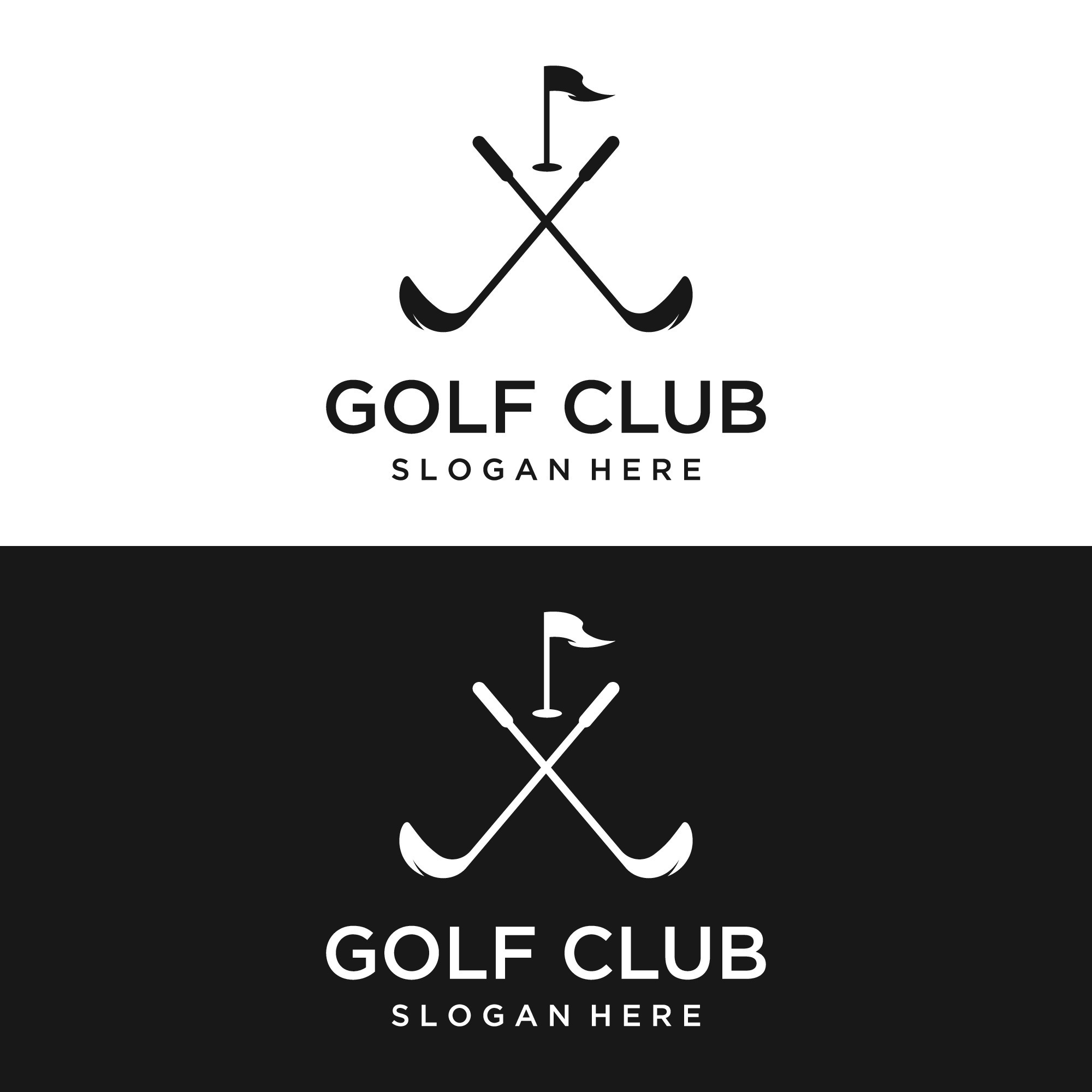 Golf ball and stick and golf course logo template design. Logo for
