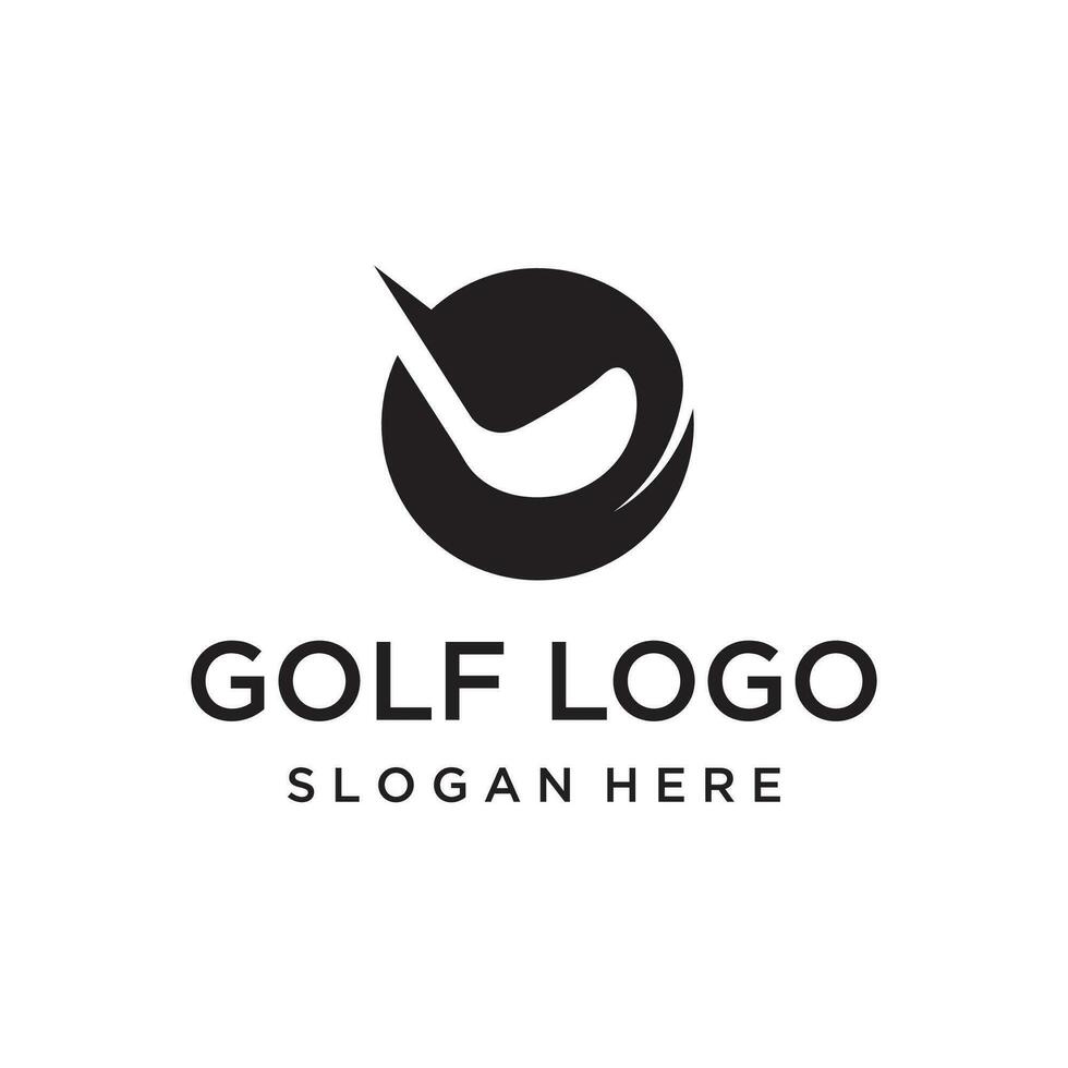 golf pelota y palo y golf curso logo modelo diseño. logo para profesional golf equipo, golf club, torneo, negocio, evento. vector