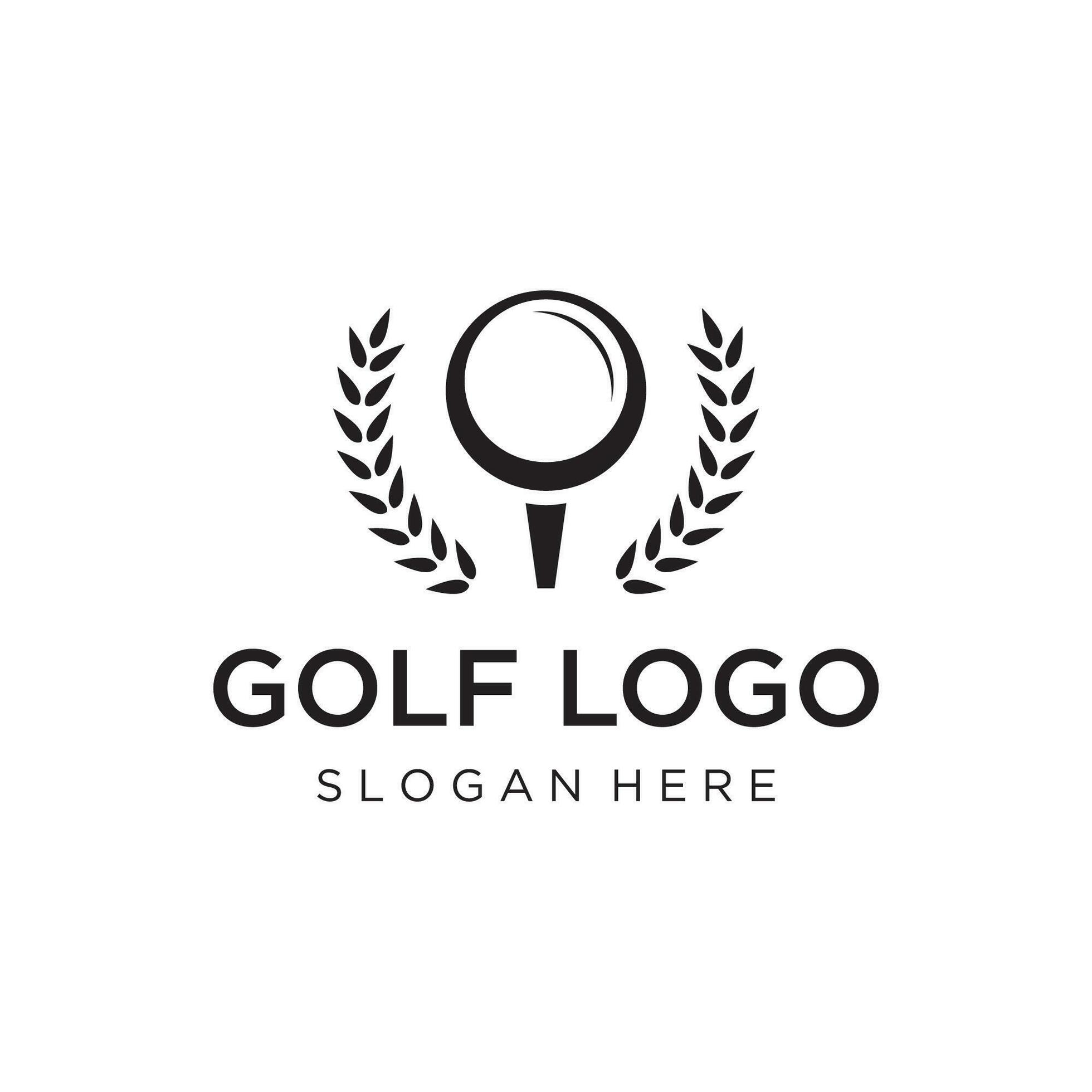Golf ball and stick and golf course logo template design. Logo for