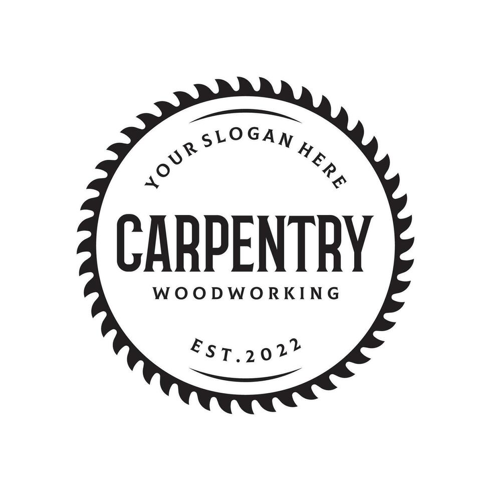 Wood saw premium logo template design with vintage carpentry tools.Logo for business, carpentry, lumberjack, label, badge. vector