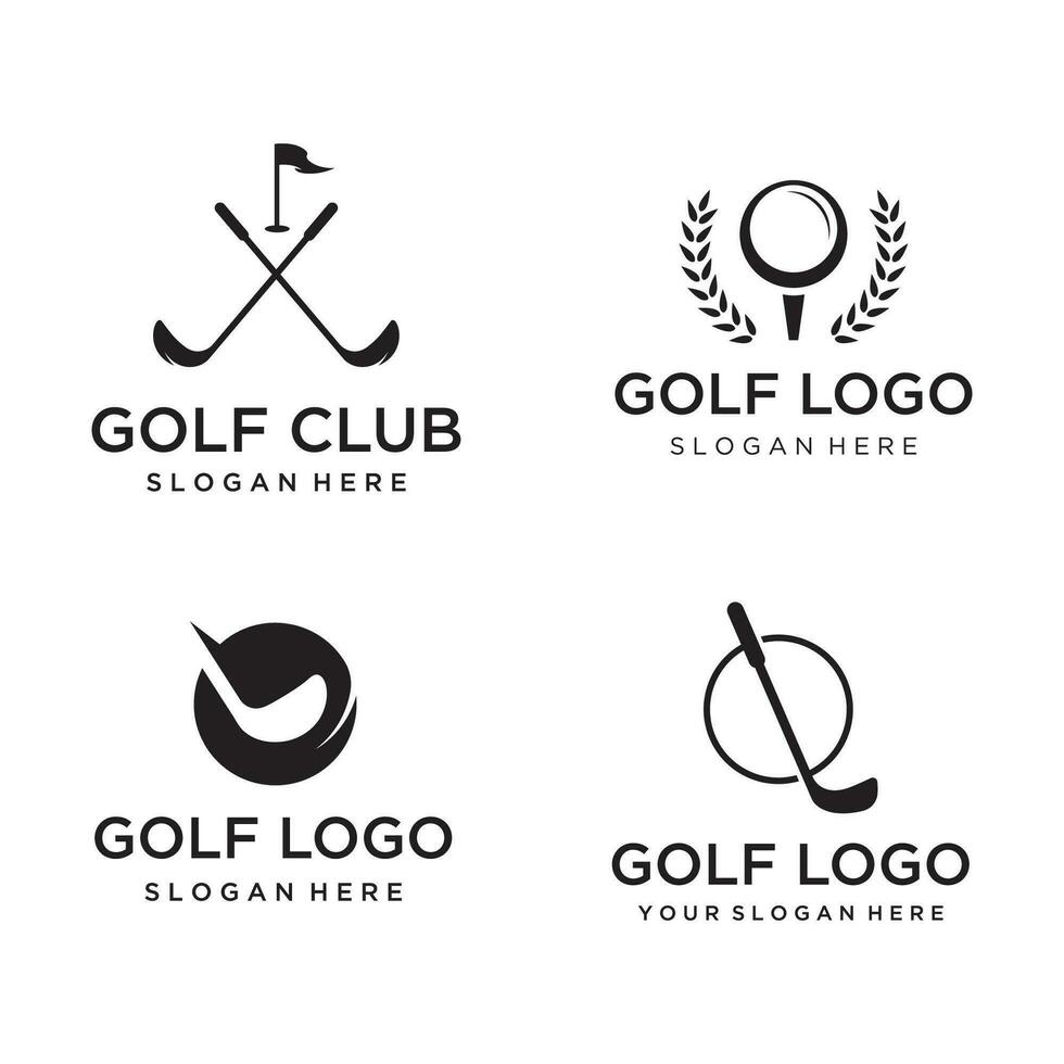 Golf ball and stick and golf course logo template design. Logo for professional golf team, golf club, tournament, business, event. vector