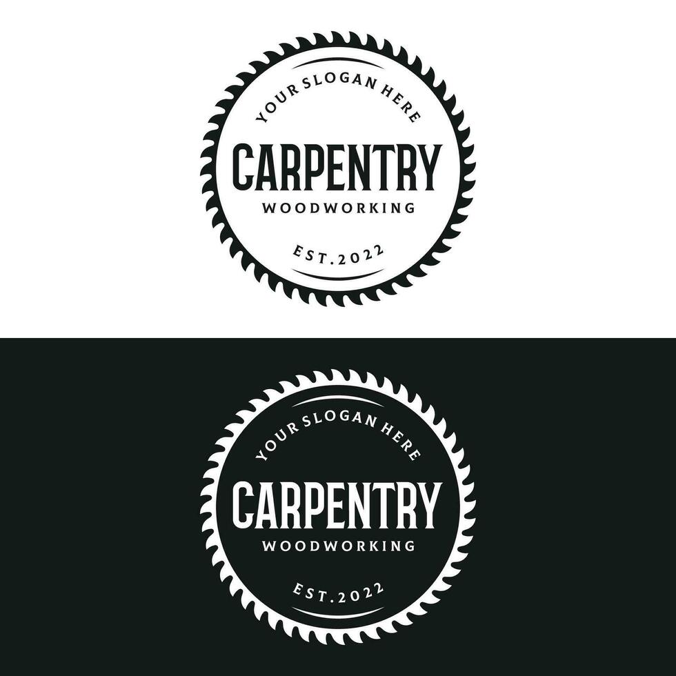 Wood saw premium logo template design with vintage carpentry tools.Logo for business, carpentry, lumberjack, label, badge. vector