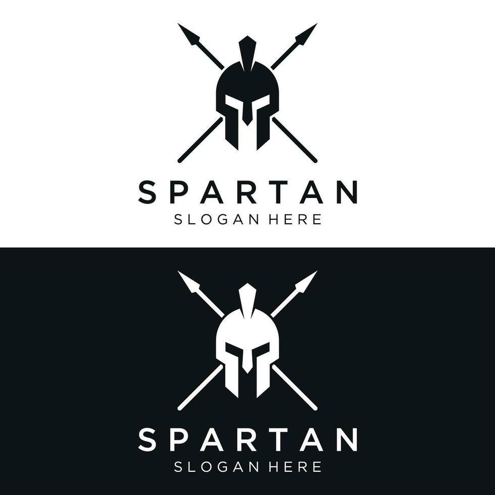 Simple Greek spartan warrior helmet Logo template design, with creative idea. vector