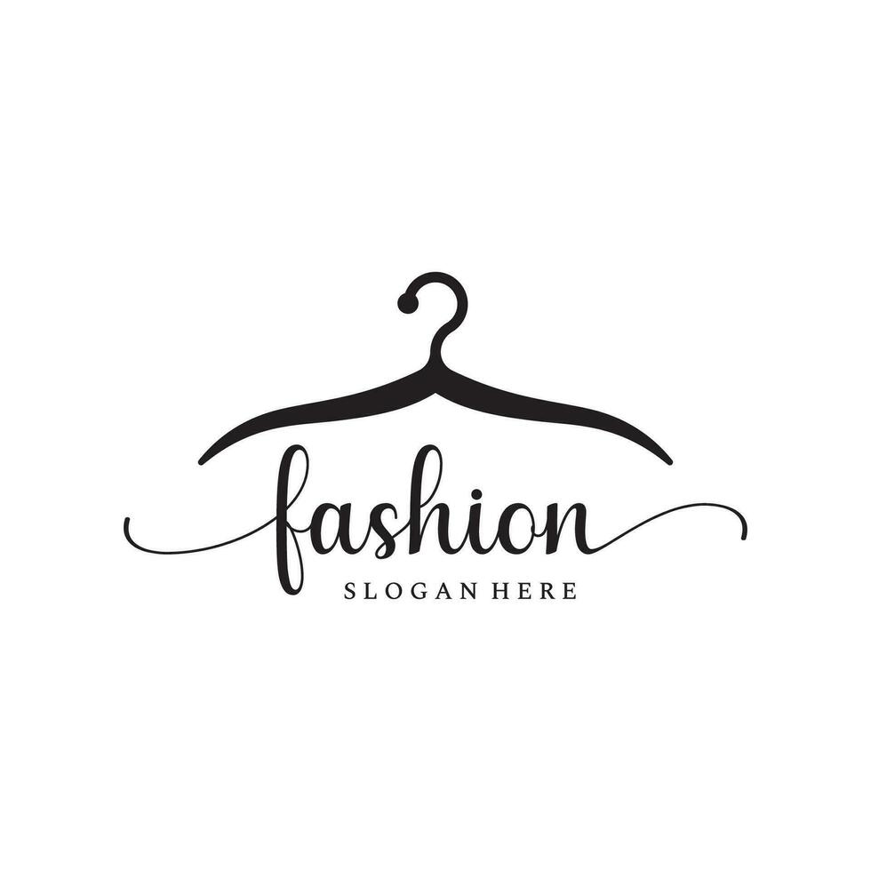 Simple coat hanger logo template design with creative idea.Logo for business, boutique, fashion, beauty. vector