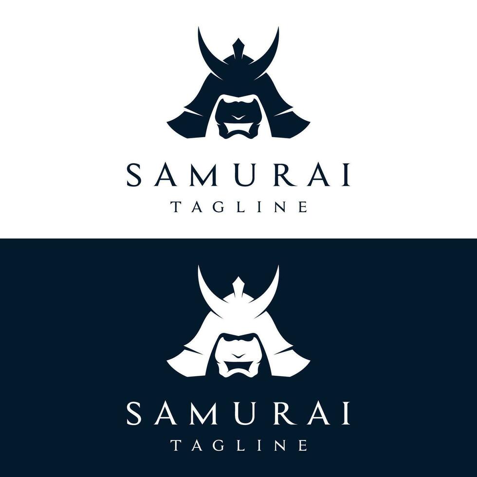 japonés samurai guerrero casco logotipo diseño con moderno editable vector ilustración.