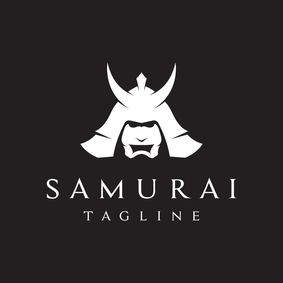 Japanese samurai warrior helmet Logotype design with modern editable vector illustration.