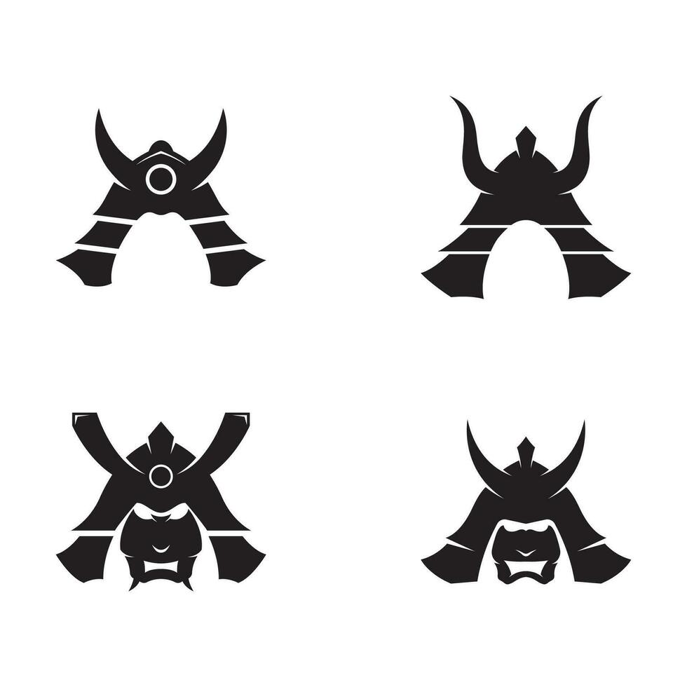 Japanese samurai warrior helmet Logotype design with modern editable vector illustration.