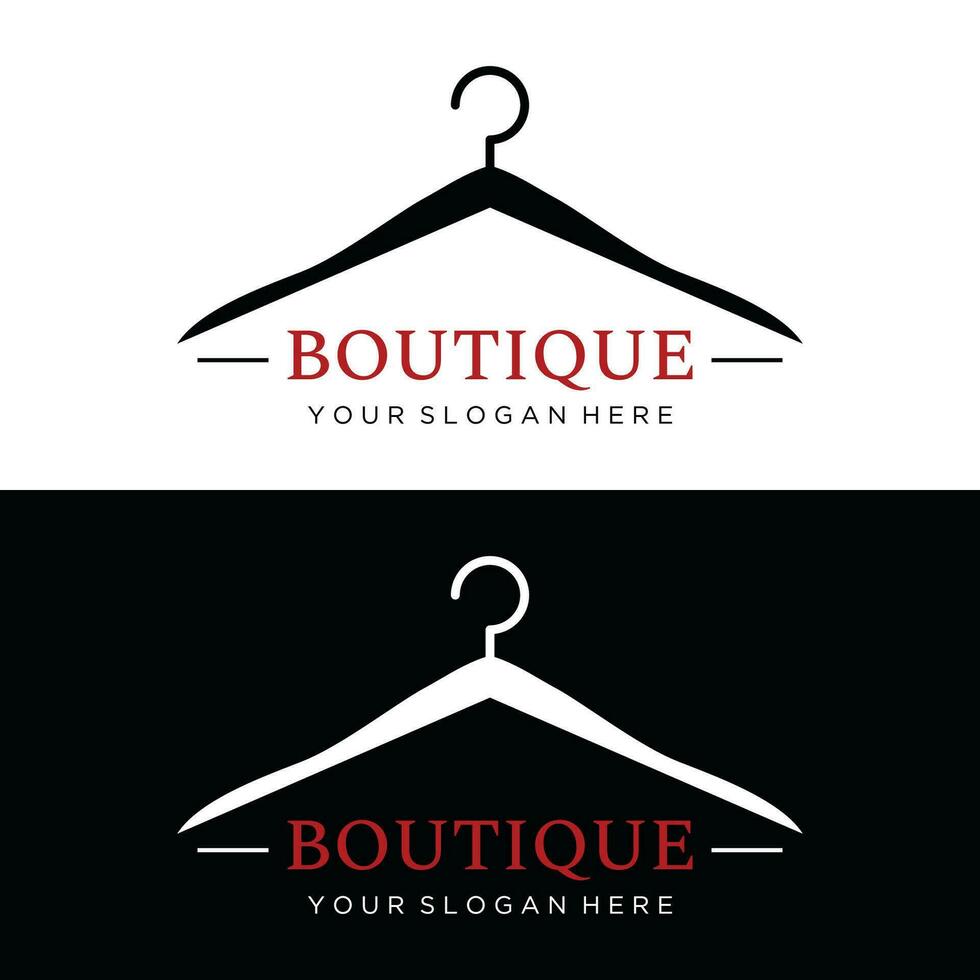 Simple coat hanger logo template design with creative idea.Logo for business, boutique, fashion, beauty. vector